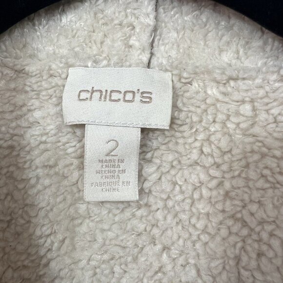 Chicos Faux Suede Sherpa Vest Size 2 Large Brown Sleeveless‎ - Picture 5 of 6